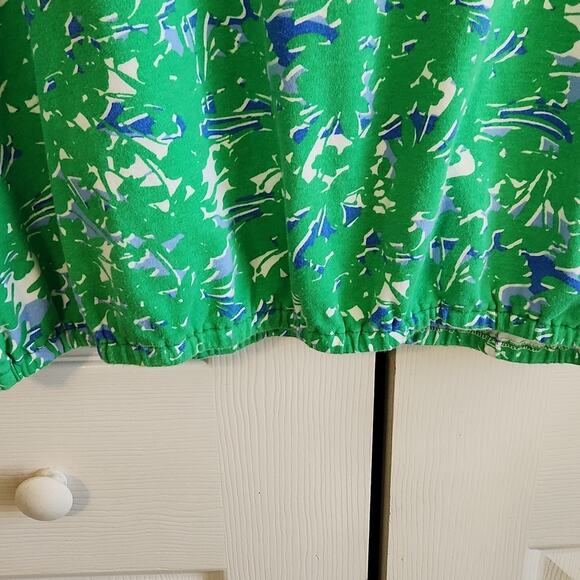 Kim Rogers Set Of 2 Tops Size 1X Blue White Polka-Dot Green Absract 100% Cotton - Picture 9 of 14